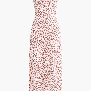 Commense White Maxi Dress with Red Floral Print